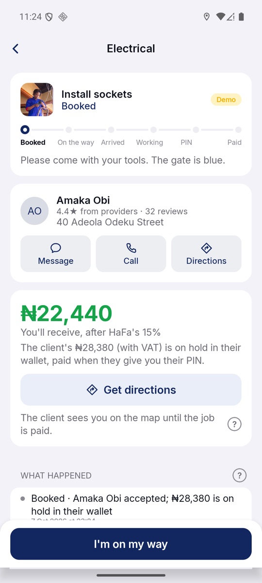 A booking, seen by the provider.