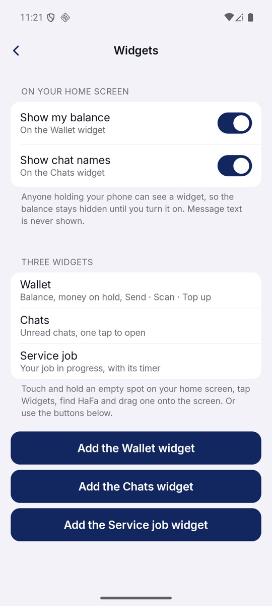 Home-screen widgets.