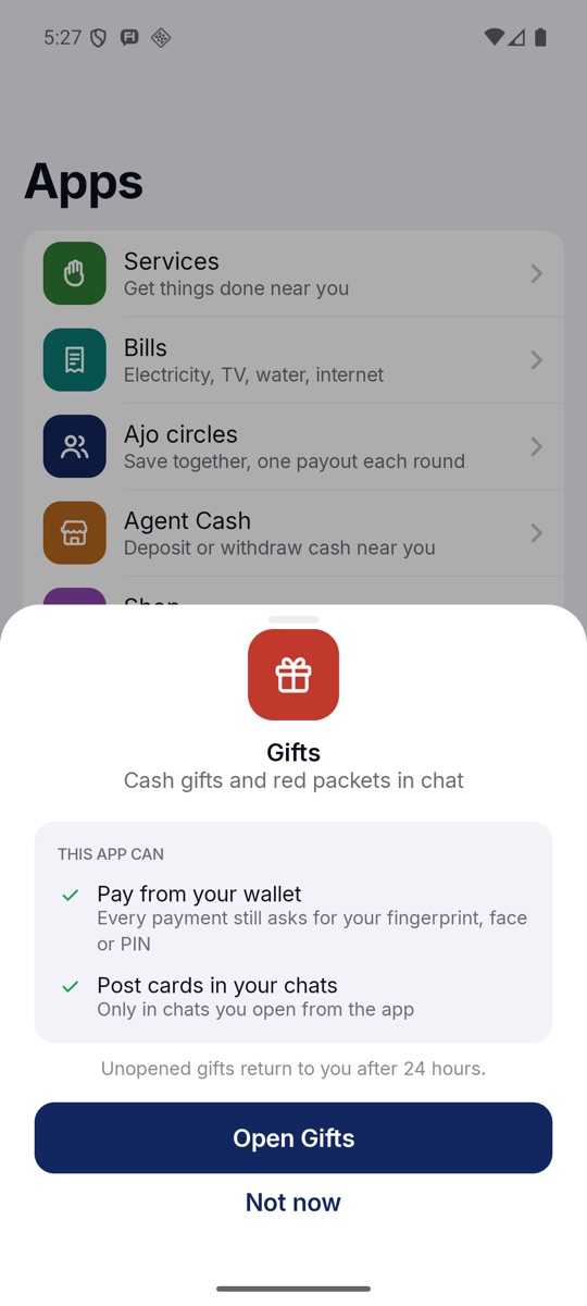 What the Gifts app may do.