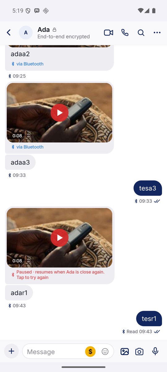 A chat that travelled over Bluetooth.