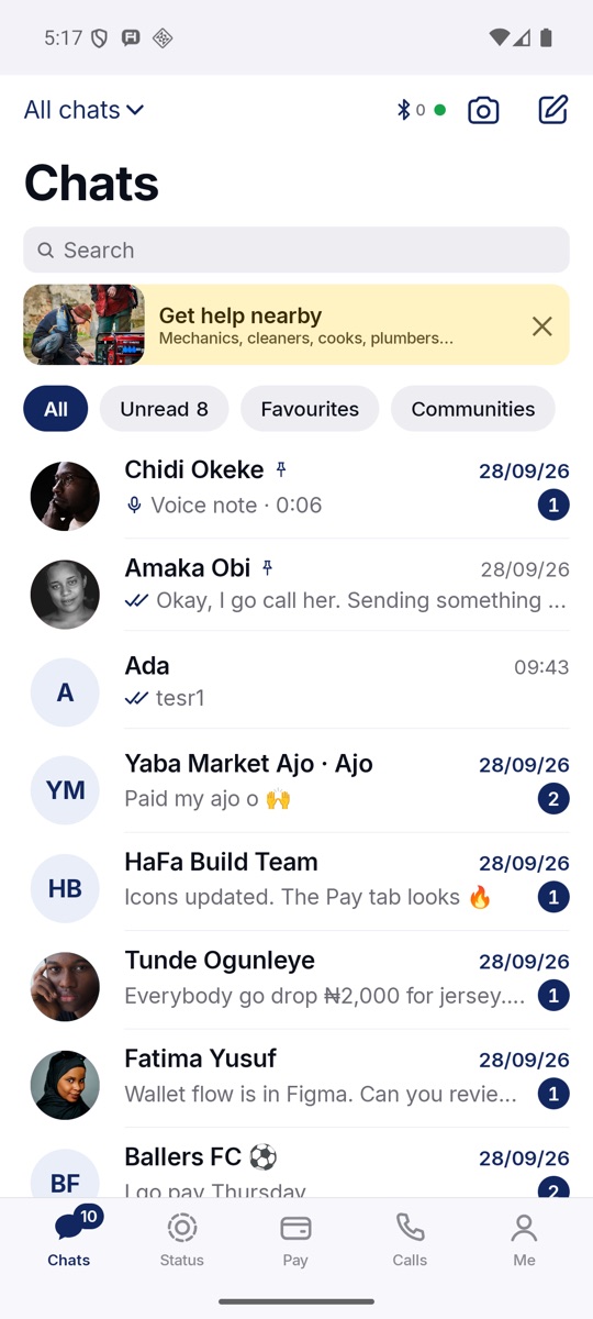 The chat list.