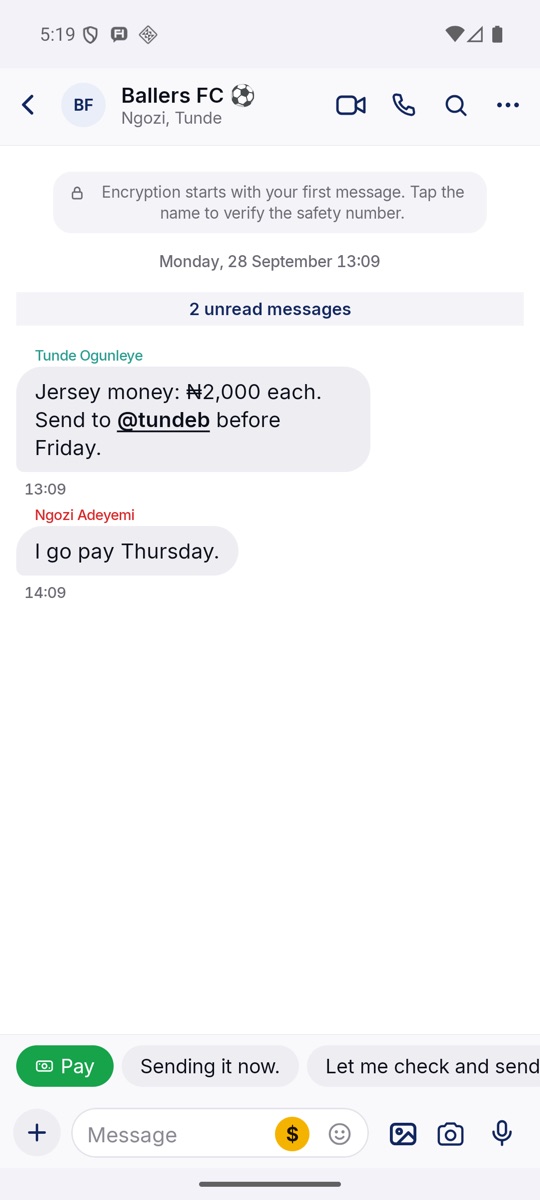 A football team's group chat.