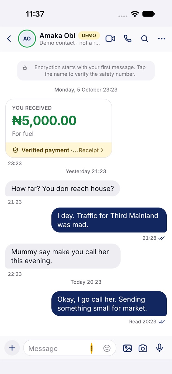 A conversation on iPhone.