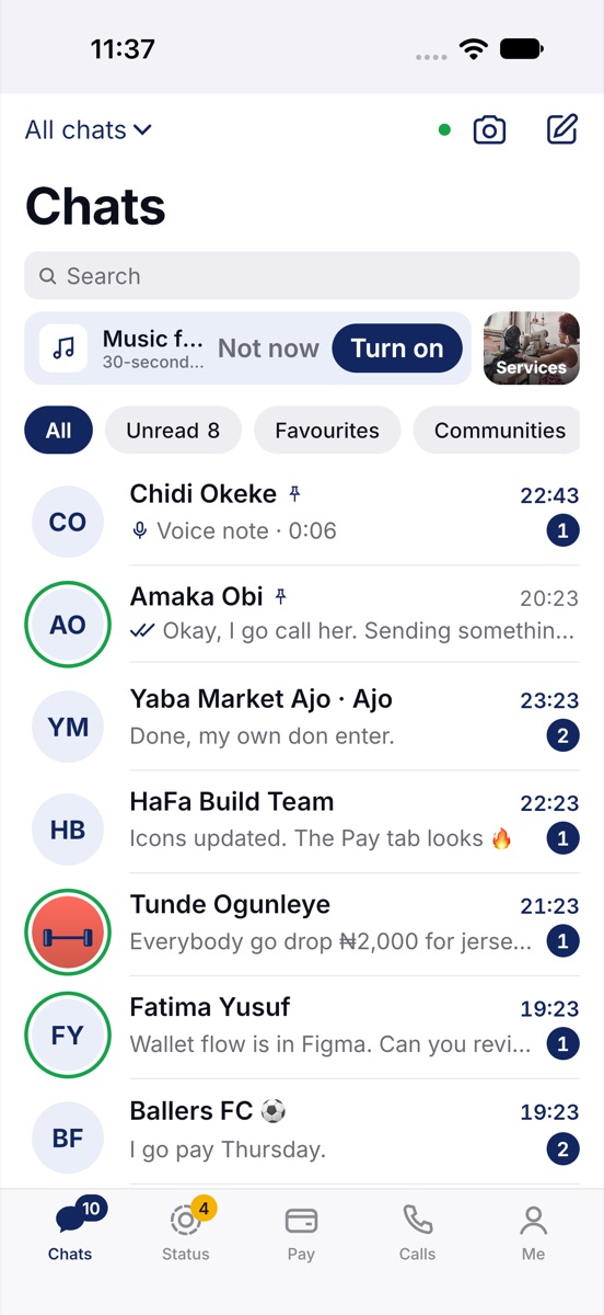 Chats on iPhone.
