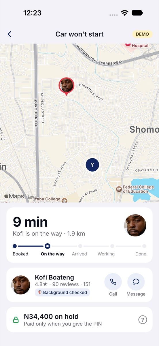 A provider on the way, on iPhone.